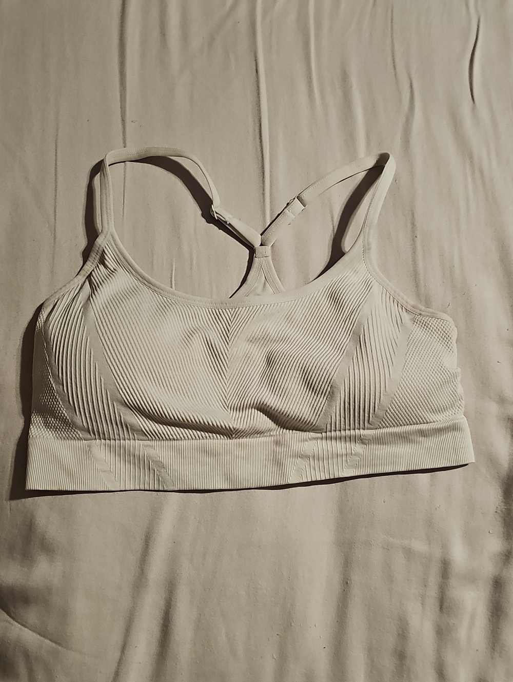 Avia Ribbed Adjustable-Strap Bralette - White